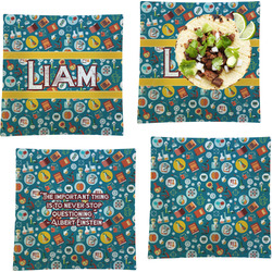 Rocket Science Set of 4 Glass Square Lunch / Dinner Plate 9.5" (Personalized)