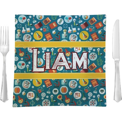 Rocket Science 9.5" Glass Square Lunch / Dinner Plate- Single or Set of 4 (Personalized)