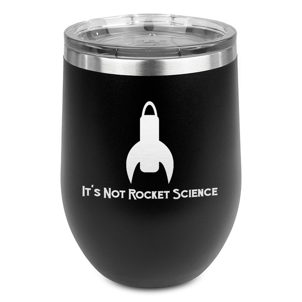 Custom Rocket Science Stemless Stainless Steel Wine Tumbler - Black - Double Sided (Personalized)