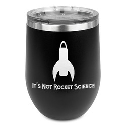 Rocket Science Stemless Stainless Steel Wine Tumbler - Black - Single Sided (Personalized)