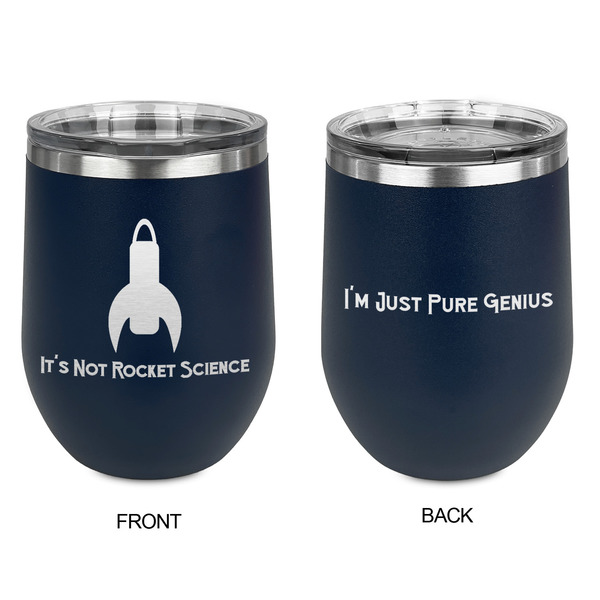 Rocket Science Stainless Wine Tumblers - Navy - Double Sided - Approval