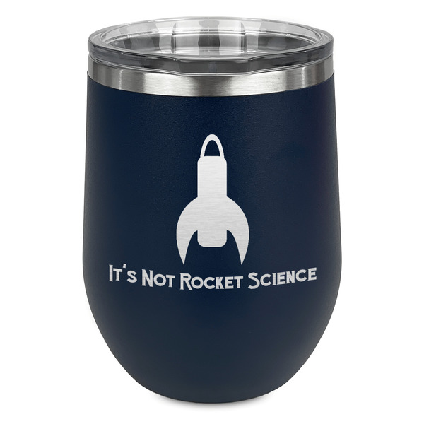 Rocket Science Stainless Wine Tumblers - Navy - Single Sided - Front
