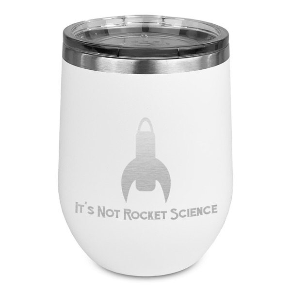 Custom Rocket Science Stemless Stainless Steel Wine Tumbler - White - Single Sided (Personalized)