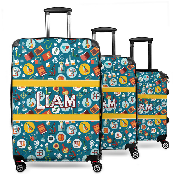 Custom Rocket Science 3 Piece Luggage Set - 20" Carry On, 24" Medium Checked, 28" Large Checked (Personalized)