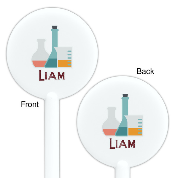 Rocket Science White Plastic 5.5" Stir Stick - Double Sided - Round - Front & Back