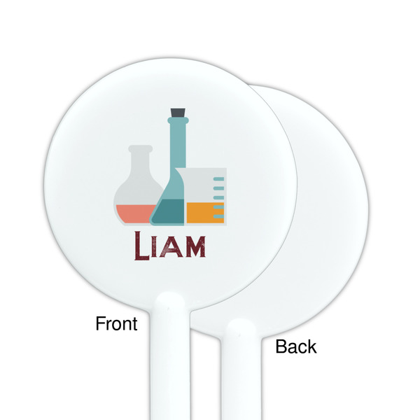 Rocket Science White Plastic 5.5" Stir Stick - Single Sided - Round - Front & Back