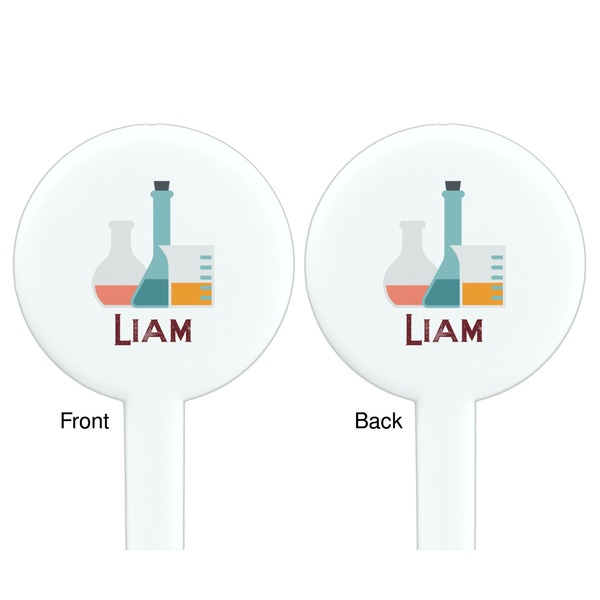 Rocket Science White Plastic 7" Stir Stick - Double Sided - Round - Front & Back