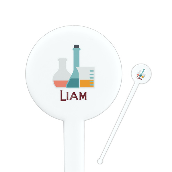 Custom Rocket Science 7" Round Plastic Stir Sticks - White - Single Sided (Personalized)