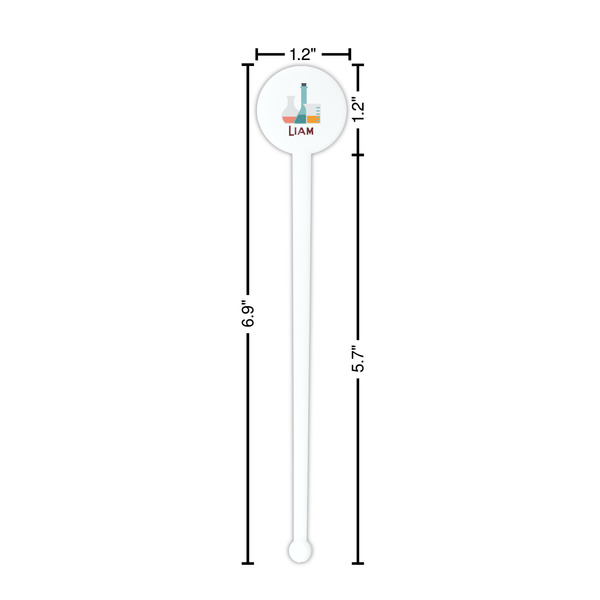 Rocket Science White Plastic 7" Stir Stick - Round - Dimensions