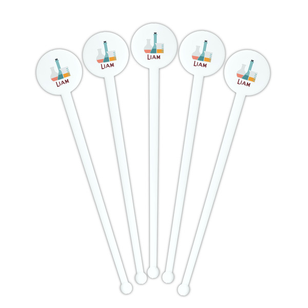 Rocket Science White Plastic 7" Stir Stick - Round - Fan View