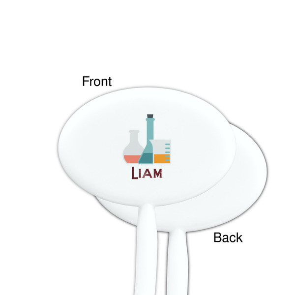 Rocket Science White Plastic 7" Stir Stick - Single Sided - Oval - Front & Back