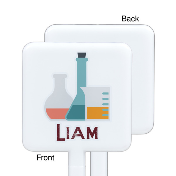 Rocket Science White Plastic Stir Stick - Single Sided - Square - Approval