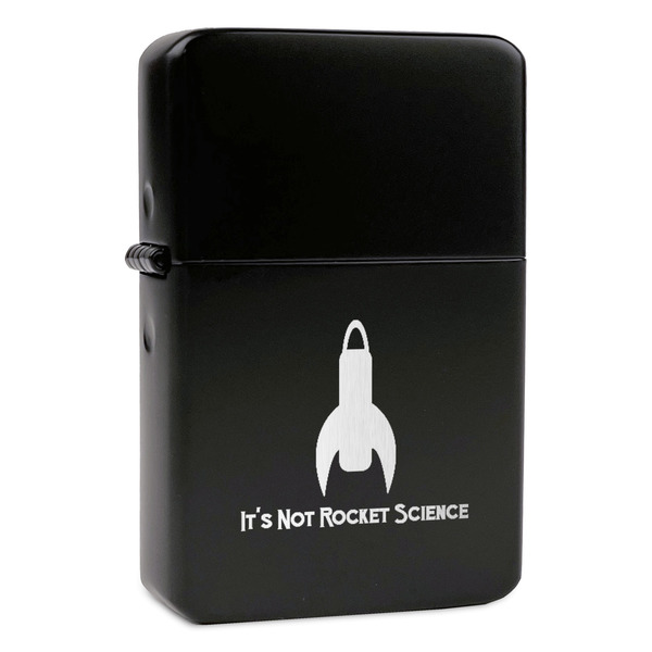 Custom Rocket Science Windproof Lighter - Black - Single Sided & Lid Engraved (Personalized)