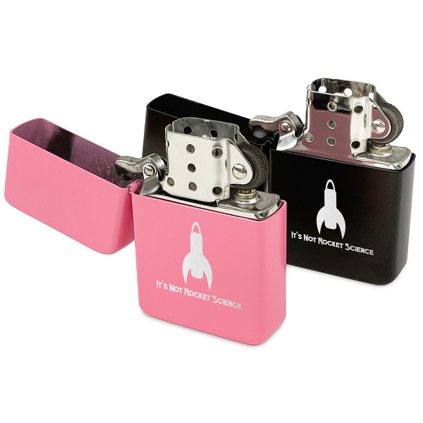 Rocket Science Windproof Lighters - Black & Pink - Open