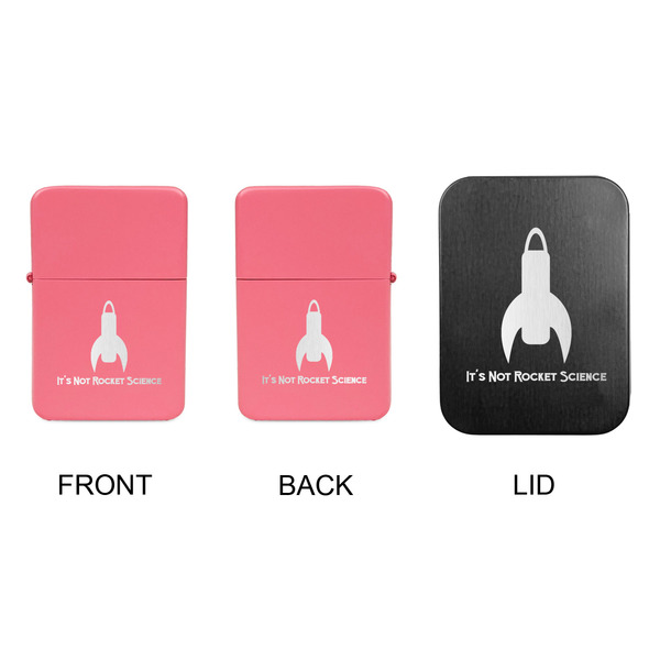 Rocket Science Windproof Lighters - Pink, Double Sided, w Lid - APPROVAL