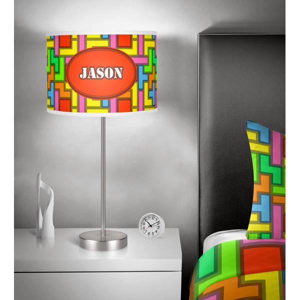 Tetromino 13 inch drum lamp shade - in room