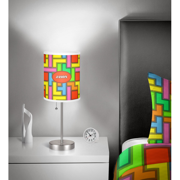 Tetromino 7 inch drum lamp shade - in room