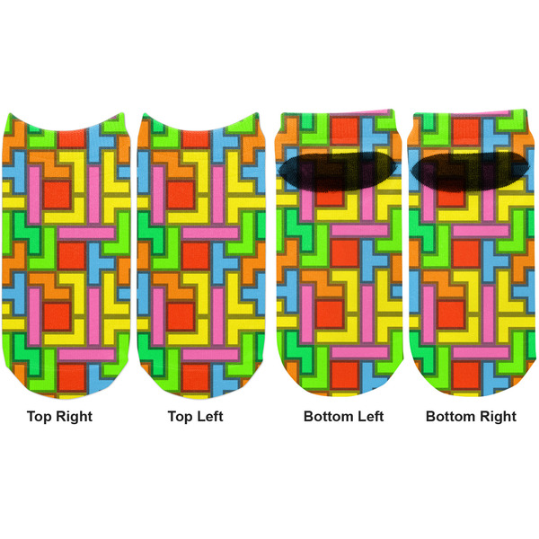 Tetromino Adult Ankle Socks - Double Pair - Front and Back - Apvl