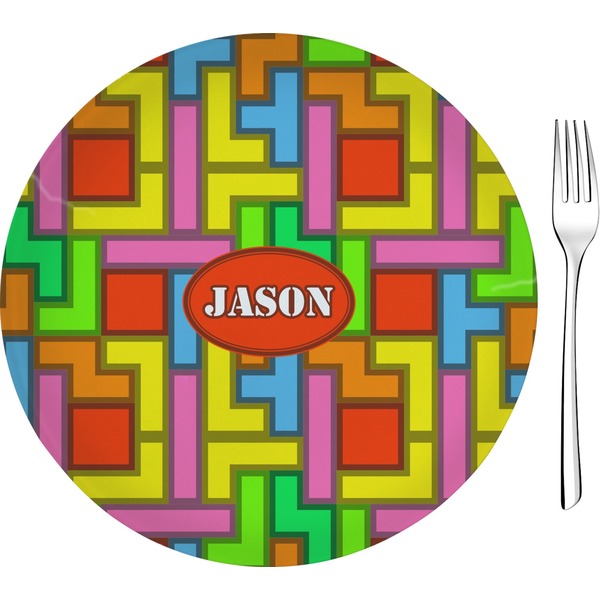 Custom Tetromino Glass Appetizer / Dessert Plate 8" (Personalized)