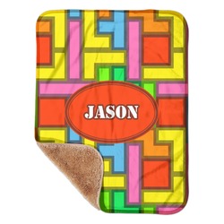 Tetromino Sherpa Baby Blanket - 30" x 40" w/ Name or Text