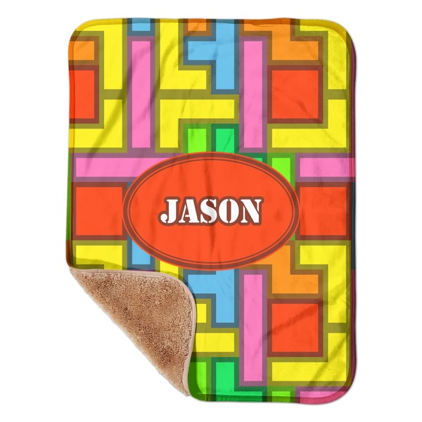Custom Tetromino Sherpa Baby Blanket - 30" x 40" w/ Name or Text