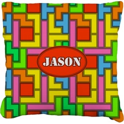 Tetromino Faux-Linen Throw Pillow 16" (Personalized)