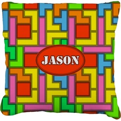 Tetromino Faux-Linen Throw Pillow 18" (Personalized)