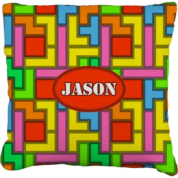 Custom Tetromino Faux-Linen Throw Pillow 18" (Personalized)