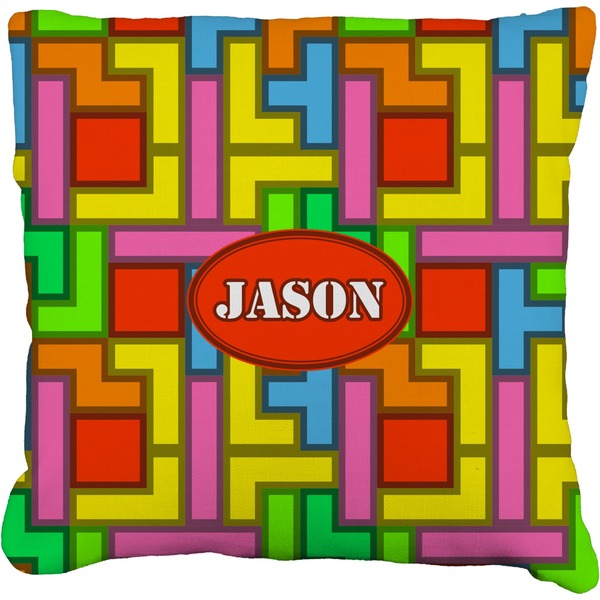 Custom Tetromino Faux-Linen Throw Pillow 20" (Personalized)