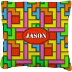 Tetromino Faux-Linen Throw Pillow 26" (Personalized)