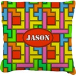 Tetromino Faux-Linen Throw Pillow (Personalized)