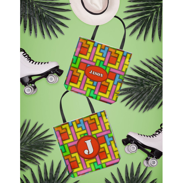 Tetromino Canvas Tote Lifestyle Front and Back- 13x13