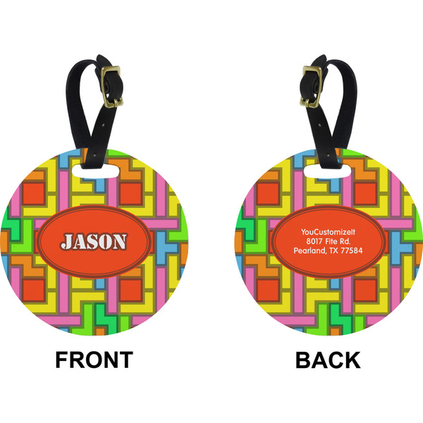 Tetromino Circle Luggage Tag (Front + Back)