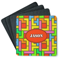 Tetromino Square Rubber Backed Coasters - Set of 4 (Personalized)