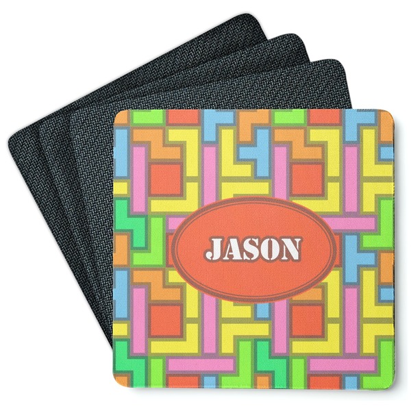 Custom Tetromino Square Rubber Backed Coasters - Set of 4 (Personalized)