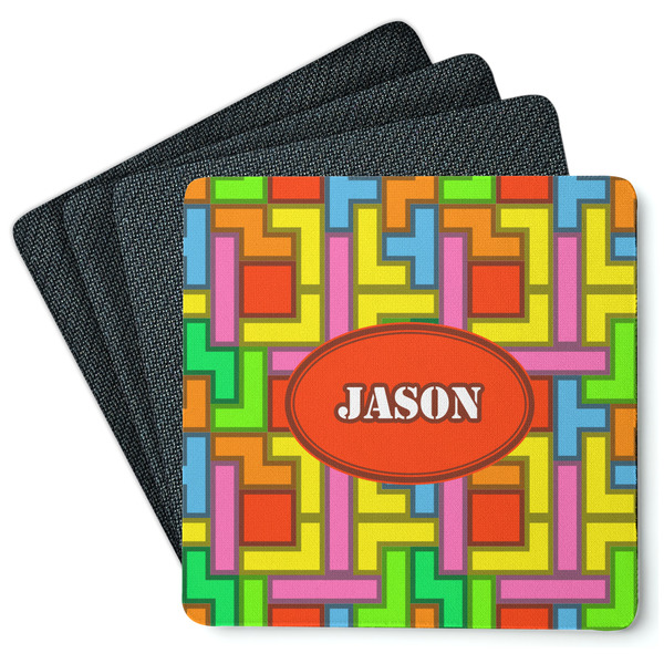 Custom Tetromino Square Rubber Backed Coasters - Set of 4 (Personalized)