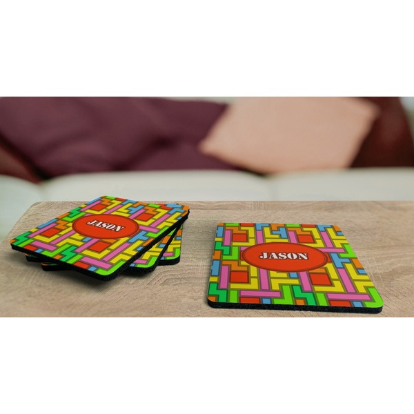 Tetromino Coaster Rubber Back - On Coffee Table