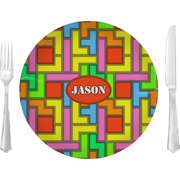 Custom Tetromino 10" Glass Lunch / Dinner Plates - Single or Set (Personalized)