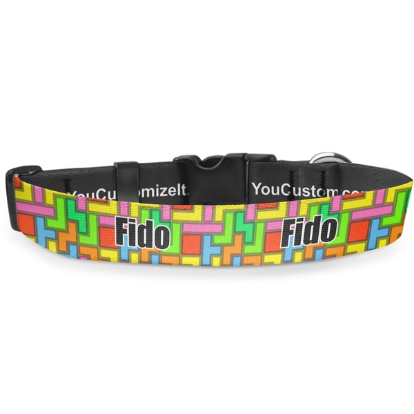 Custom Tetromino Deluxe Dog Collar - Medium (11.5" to 17.5") (Personalized)