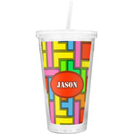 Tetromino Double Wall Tumbler with Straw (Personalized)