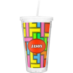 Tetromino Double Wall Tumbler with Straw (Personalized)