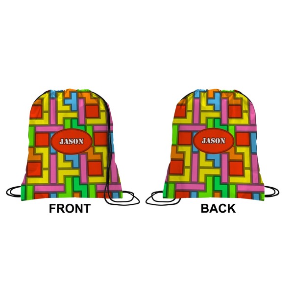 Tetromino Drawstring Backpack Front & Back Medium