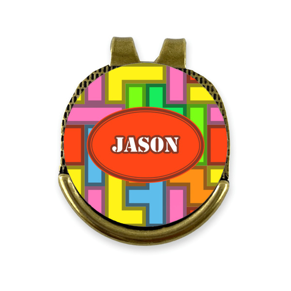 Custom Tetromino Golf Ball Marker - Hat Clip - Gold