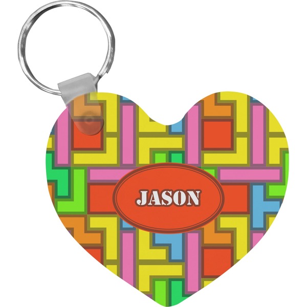 Custom Tetromino Heart Plastic Keychain w/ Name or Text