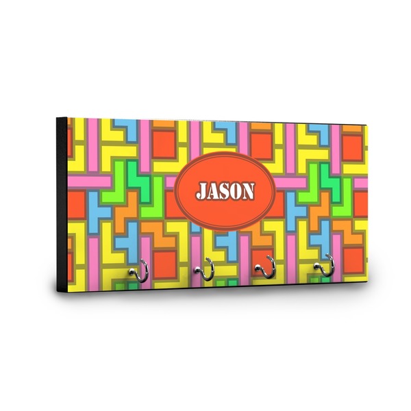 Tetromino Key Hanger - Front View with Hooks