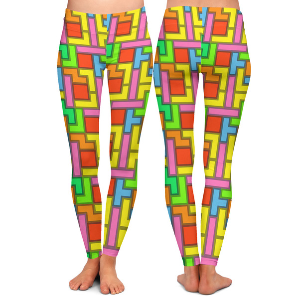 Tetromino Ladies Leggings - Front and Back