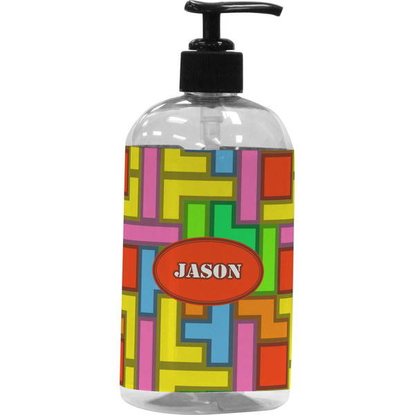 Custom Tetromino Plastic Soap / Lotion Dispenser (16 oz - Large - Black) (Personalized)