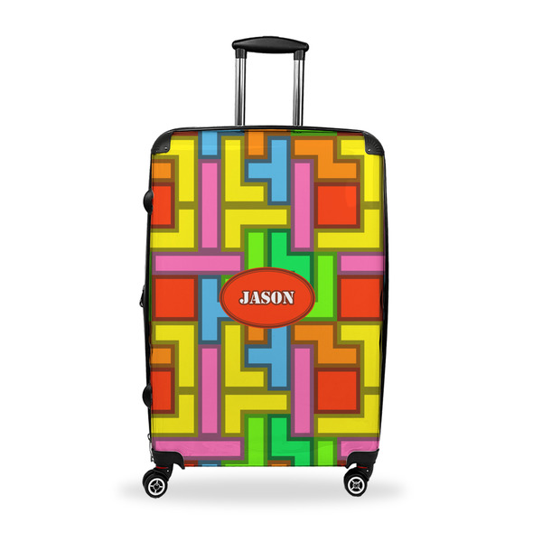Custom Tetromino Suitcase - 28" Large - Checked w/ Name or Text