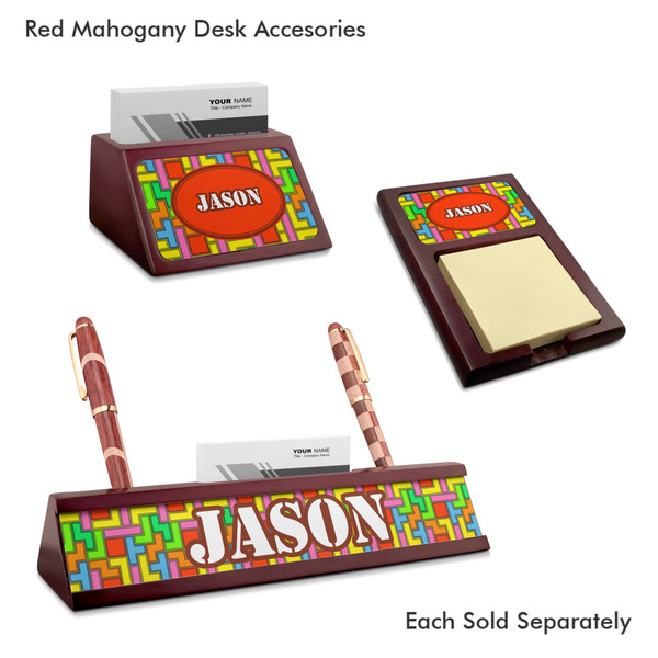 Tetromino Mahogany Desk Accessories