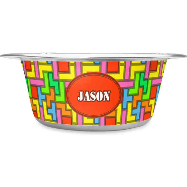 Custom Tetromino Stainless Steel Dog Bowl - Medium (Personalized)